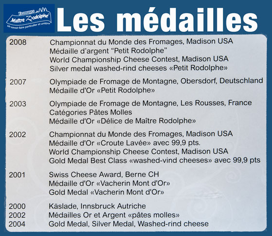 Le Solliat; Fromages; vacherin; raclette; fondue, tomme; Gruyère; Vallée de Joux; Le Sentier; Meule; Rodolphe Gostelli; Récompenses; Prix;