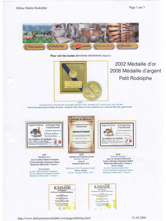 Le Solliat; Fromages; vacherin; raclette; fondue, tomme; Gruyère; Vallée de Joux; Le Sentier; Meule; Rodolphe Gostelli; Récompenses; Prix;