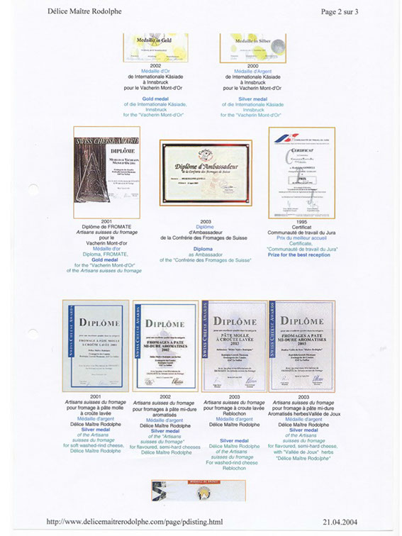 Le Solliat; Fromages; vacherin; raclette; fondue, tomme; Gruyère; Vallée de Joux; Le Sentier; Meule; Rodolphe Gostelli; Récompenses; Prix;